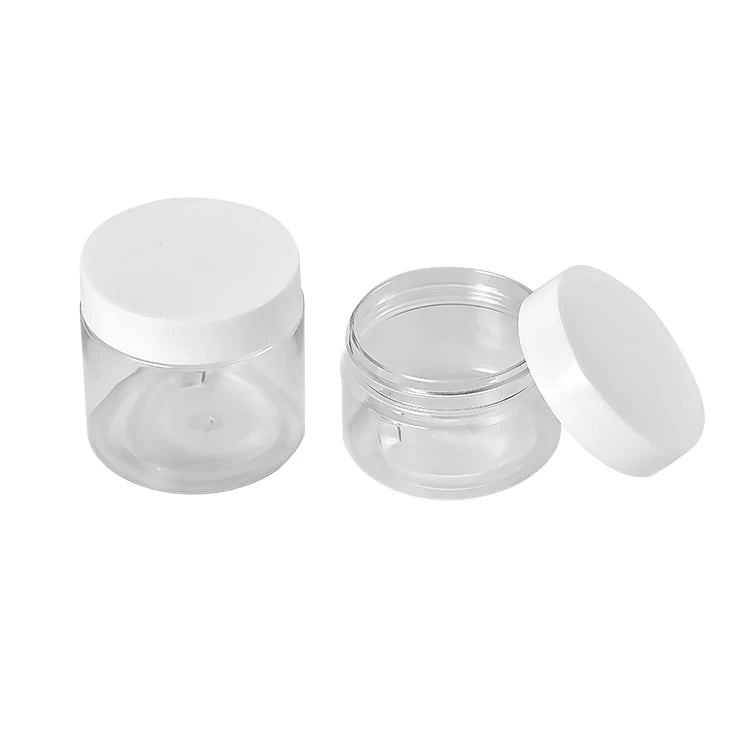 Custom-Designed 50/60/100/120/150/200/250ml PET Plastic Clear Cosmetic Packaging Jar with Plastic Screw Lid for Skin Care