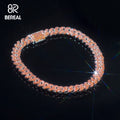 Custom 8MM Red Vvs Moissanite Cuban Chain Necklace Iced Out Round Brilliant Cut Diamond 925 Silver Hip Hop Cuban Link Chain