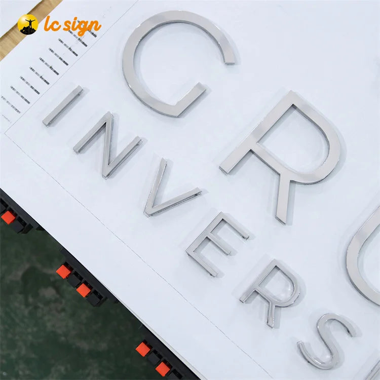Solid Metal Customized Silver Store Logo Signage Outdoor for Hotels