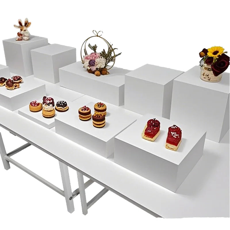 Modern Eco-Friendly White Acrylic Nesting Square Food Risers for Buffet Table Display