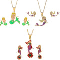 Fashion Jewelry Stainless Steel Enameled Kids Jewelry Set Necklace Earring Set