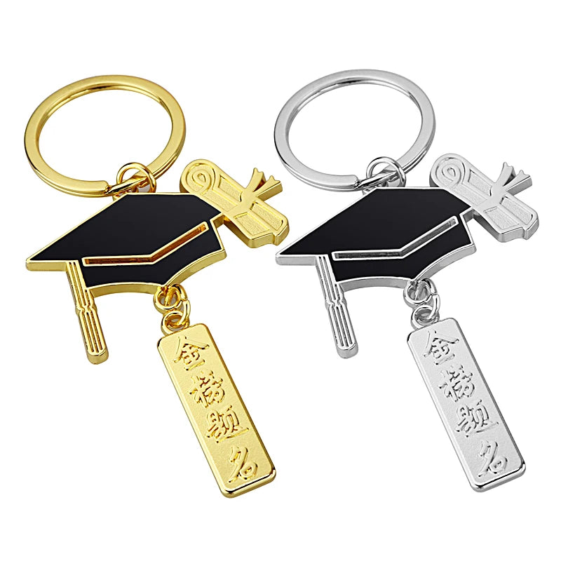 Student Bag Pendant College Student Small Gift Key Ring Graduation Metal Zinc Alloy Opp Bag Custom Logo Keychain Promotion Gift