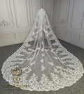 QUEENS GOWN Luxury Ivory One-Layer Sequin Lace Veil Elegant Handmade Applique Bridal Wedding Veil With Hair Comb