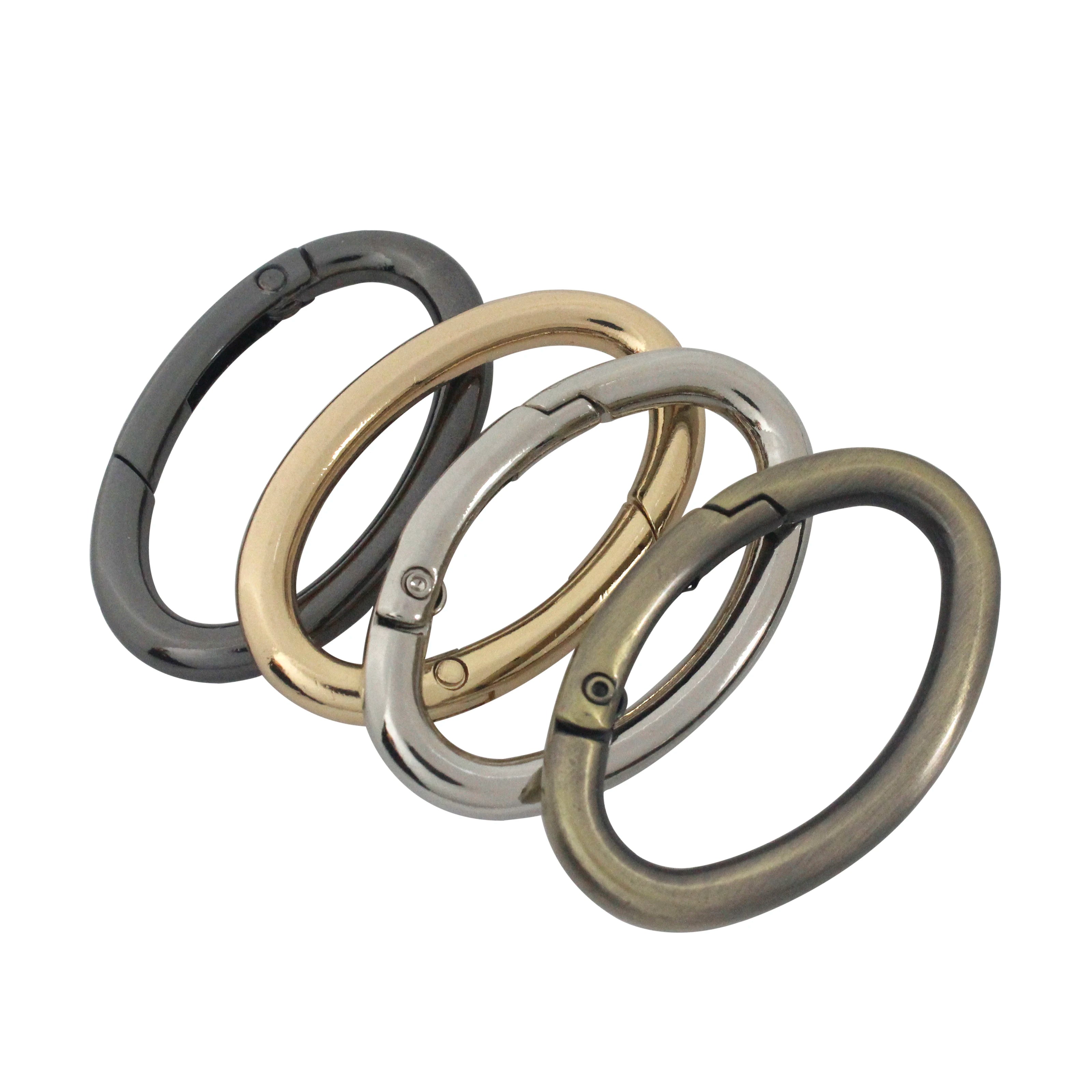 29/38/54mm Metal Oval Spring Clasp for Keychain Alloy Spring Gate Flat O-ring Buckle for Handbag Lock Handle Bag Purse Strap