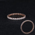 Starsgem U Prongs Full Eternity Band Stackable Ring 2mm Lab Grown Diamonds in 18k Solid Rose Gold Wedding Ring Set