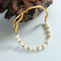 2023 New Fresh Water Pearl Bracelet Stainless Steel Bangle Bracelet Gold Beads Bracelet for Women