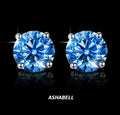 Pass Diamond Tester 1CT VvsD Color Blue Moissanite S925 Silver Hiphop Stud Earrings for Men and Women