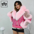 Thick Sheepskin Double Face Fur Jacket Women Hooded Lamb Fur Coat