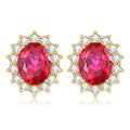 Luxury Sterling Silver 925 Stud Earrings with Ruby Princess Diana Inspired Design for Anniversary Celebrations