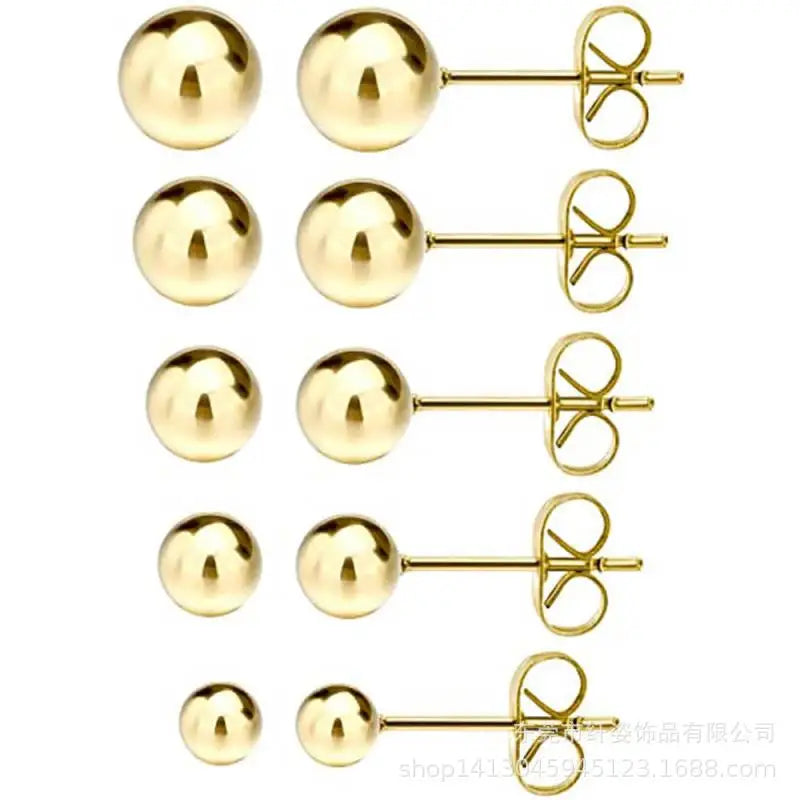 Wholesale 4Mm 6Mm Rose Gold Electroplated Allergy Proof Earrings Stainless Steel Gold Ball Studs Earrings