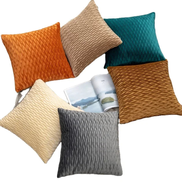 New Modern Decorative Luxury Soft Boho Striped Corduroy Plush Velvet Throw Pillow Case Cushion Cover Pillowcase