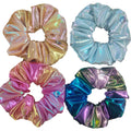 Holographic Metallic Sweet Style Custom Logo Hair Scrunchies for Girls & Women 100% Polyester