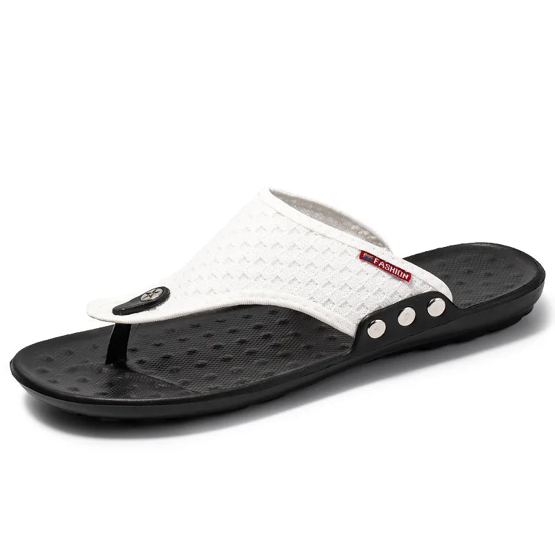 Summer Hot Sell Outdoor Footwear Flat Casual PU Leather Sandals Men Slide Slippers Beach Flip Flops