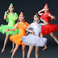 Children  Competition Performance New Tassel Latin Dance Dress Costume for Girls