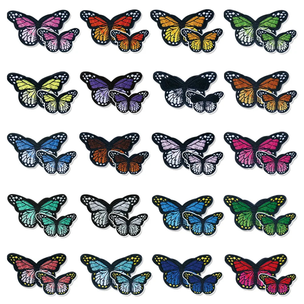 Yiwu Wintop Bulk Stock Wholesale Price Two Size Iron on Embroidery butterfly Patches for Lady Dress