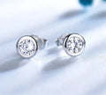 Trendy Round Cut Zircon Stud Earrings for Women 925 Sterling Silver Small Cute Design for Engagement Parties Gifts