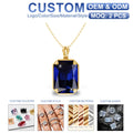 Wholesale Square 925 Sterling Silver Large Stone Jewelry Blue Topaz 14k Gold Plated Pendant Charms Jewelry Making