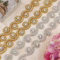 Hot Sale High Quality Silver/Gold Alloy Bridal Headwear Headband Bodice Sash Hat Dress Fabric Applique Patch Accessories