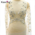 Top Cover Encrusted Beads Handmade Bling Bling Rhinestone Applique for Bridal Bridesmaid Dress With Two Long Sleeve  WDP-346