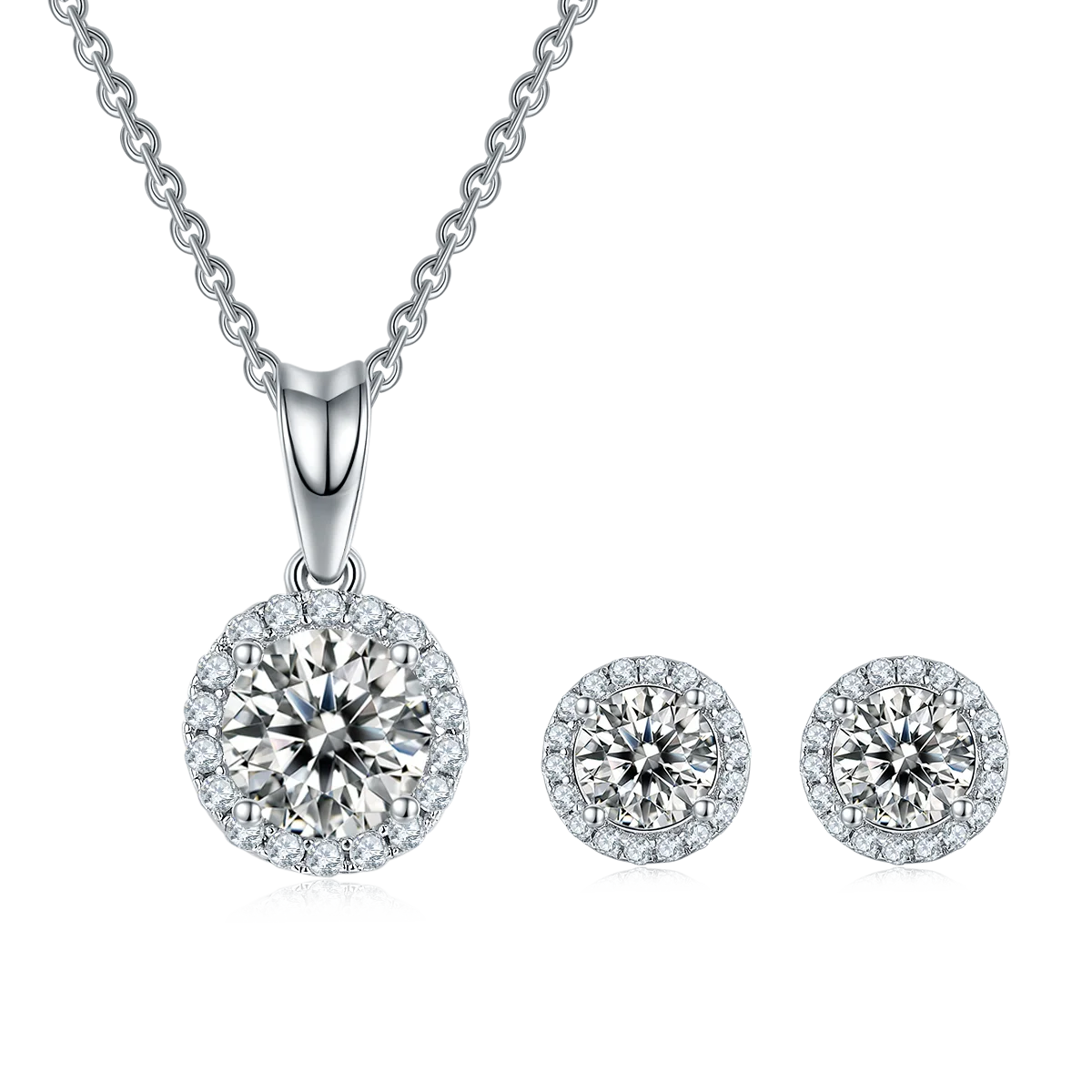 New Trend Necklace Moissanite GRA Certificate Earrings Ear Studs Jewelry Sets for Ladies Gift