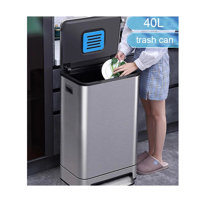 Household 40L Eco-Friendly Stainless Steel & PP Rectangular Open Top Storage Bucket for Home Use GUDE Brand