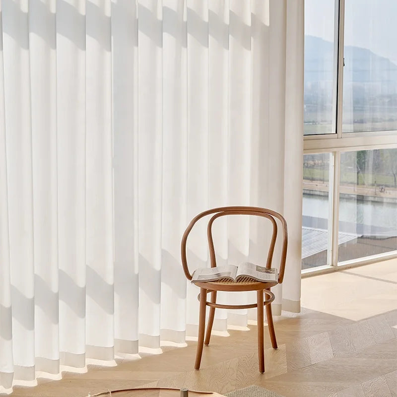ZSTARR White Sheer Curtain Fabric Smart Curtain Automatic Curtains for Living Room Grey Modern Blind Beige
