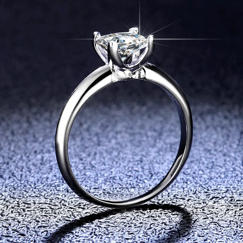 Wholesale Factory Price Moissanite Rings S925 Sterling Silver D VVS Moissanite Diamonds 1ct Wedding Ring for Women Jewelry