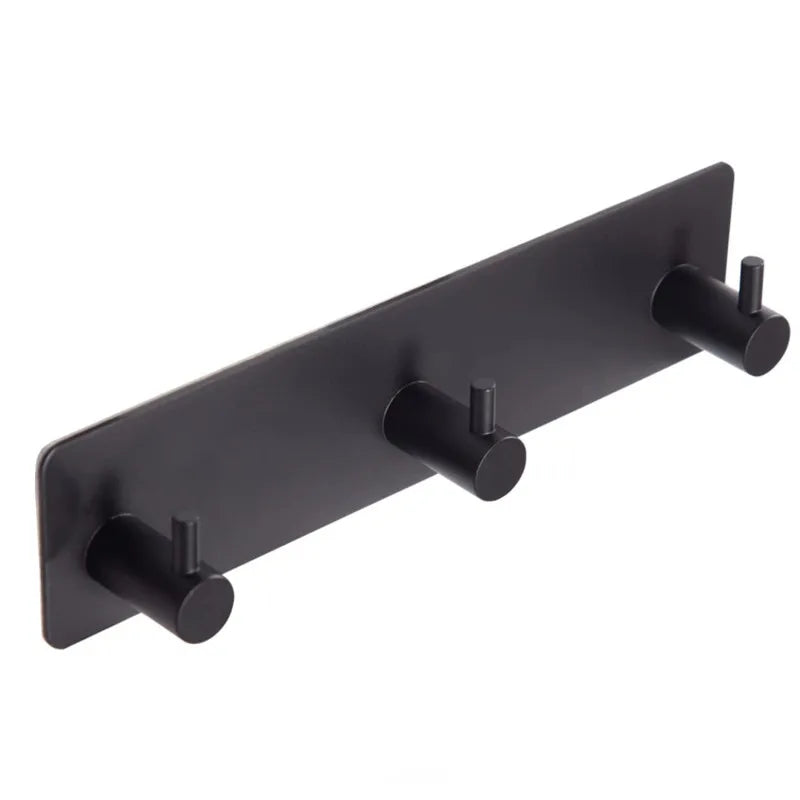 Black Modern Adhesive Towel Hooks Wall Mount No Drill Shower Heavy Duty 304 Stainless Steel Self Adhesive Wall Coats Hooks