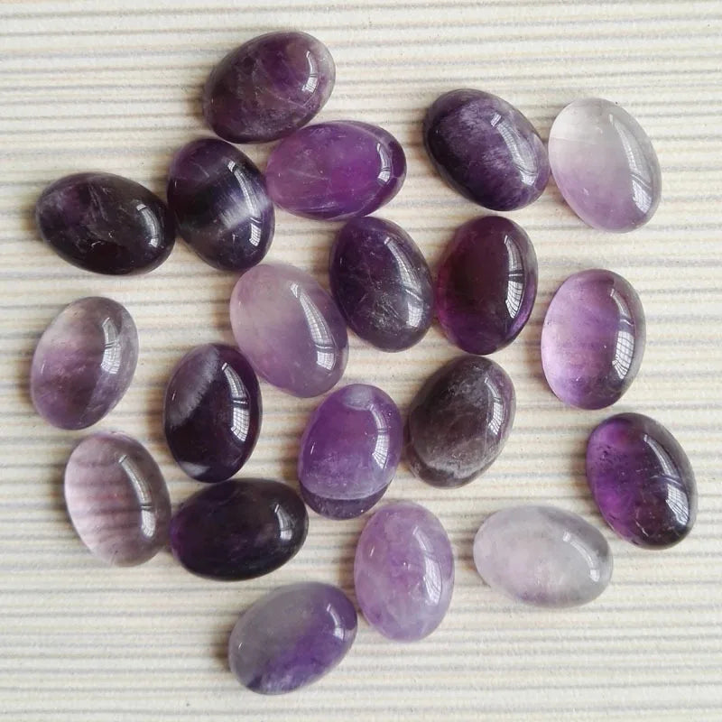 Hongzhuo Oval Shape 10*14mm Amethyst Cabochon Gem Stone Loose Making Jewelry Pendant Bracelet Earring Crafts