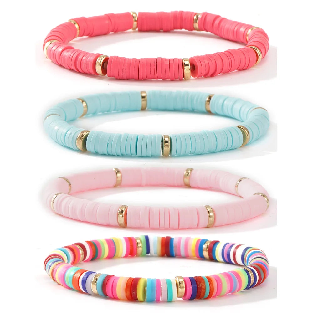 Go2boho Hot Fashion Multicolor Heishi Handmade Bead Jewelry Making CCB Gold Septum Polymer Clay Environmental Bracelet for Young