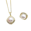 JW102 8-9mm  DIY Natural Real Freshwater Pearl Set Charm  Accessories 925 Sterling Silver  Gold Plated Jewelry Set for Women