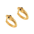 925 Sterling Silver Black Zircon Snake Pattern Huggie Earring Individuality Normcore Silver Jewelry