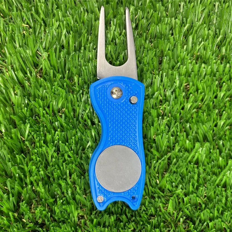 Switchblade Golf Divot Tool with Custom Logo Magnetic Ball Marker Foldable Green Repair Pitchfork Golf Accessories