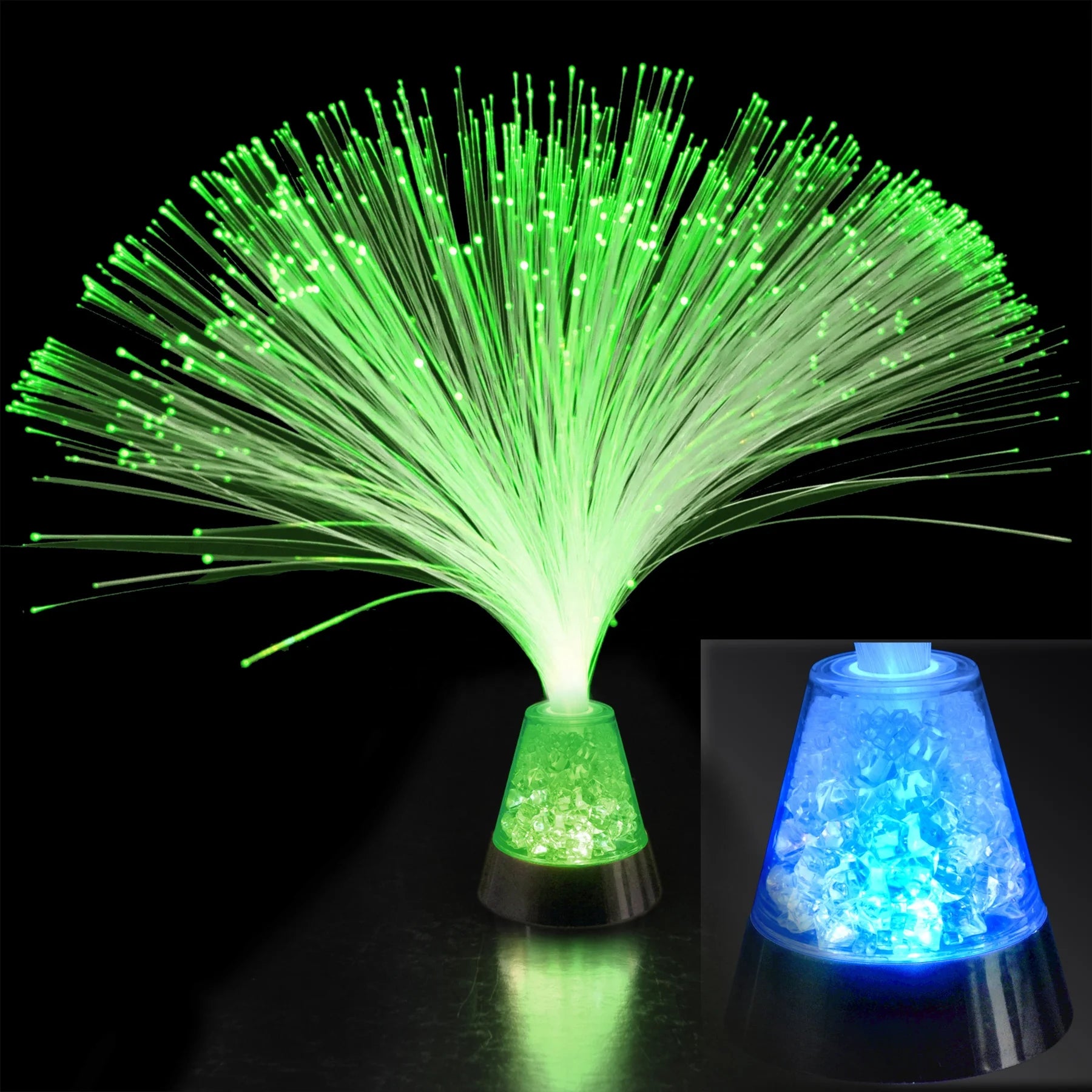 LED Optical Fiber Christmas Star Light with Crystals Base Plastic Indoor/Outdoor Night Light