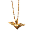 Fashion Mens' Stainless Steel Puffy Peach Heart With Angel Wing Pendant Necklace for Women No Chain Included