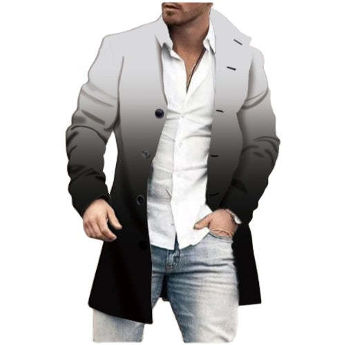 Custom Trench Coats Overcoat Men Warm Winter Long Men Coat 1 Piece Stand Woven 100% Polyester Print