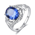 Luxury Fine Jewelry 925 Sterling Silver Oval Shape Sapphire Gemstone Diamond Rings
