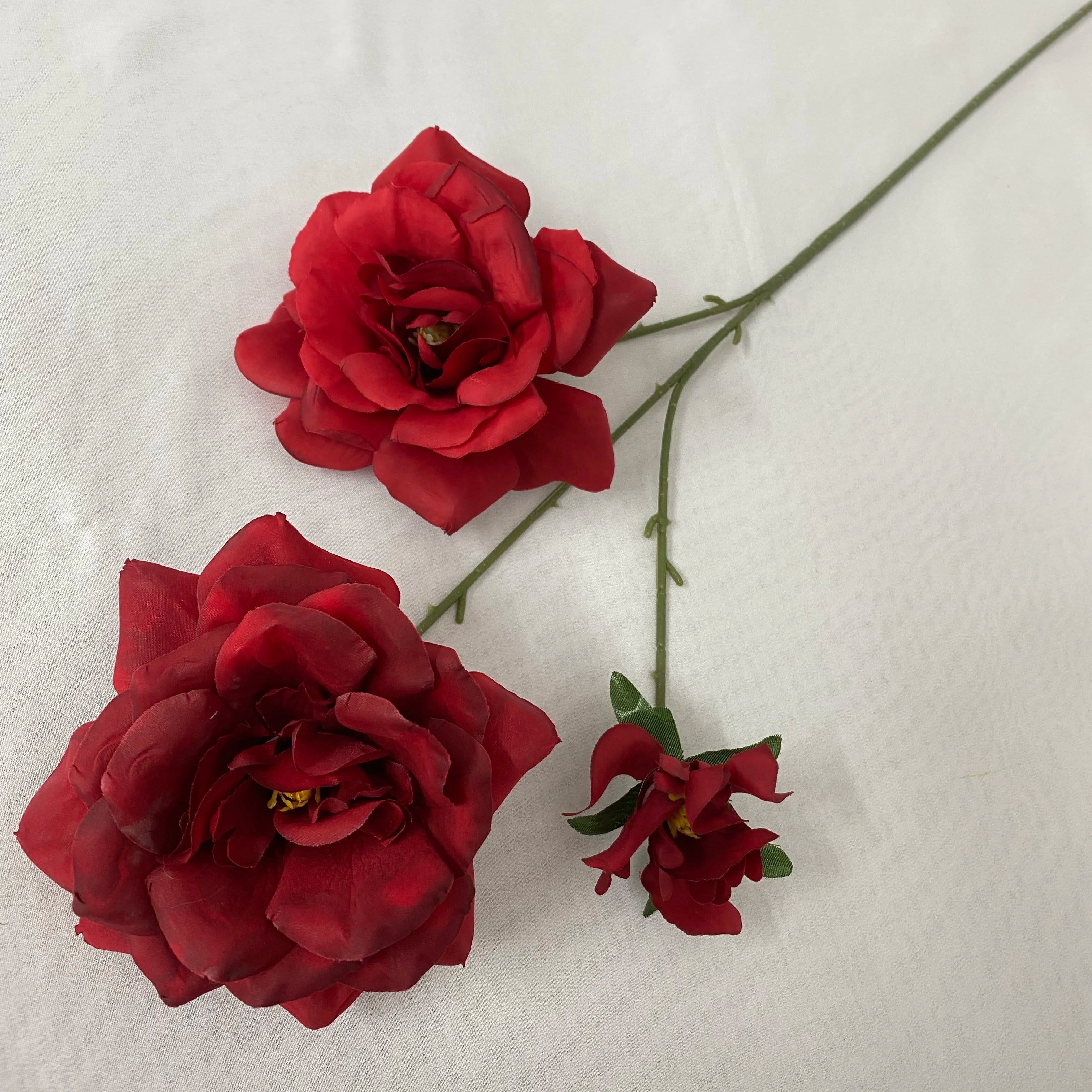 Multicolor-red Modern Style Artificial Flower Decoration Mariage 3 Head Snow Roses