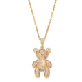 Popular Cute Cz Micro Pave Teddy Bear Pendant Jewelry Necklace for Women Men