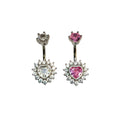 Love Heart Peach Heart Double Headed Zircon Navel Nail Diamond Inlaid Zircon Sparkling Navel Ring Spicy Girl Puncture Accessory