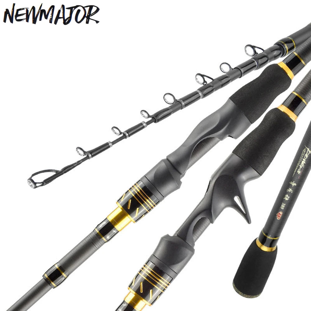 NEWMAJOR 1.8m 2.1m Telescopic Fishing Rod Spinning Casting Super Light MH High Carbon Fiber Rod Lure 5-35g Hard Lure