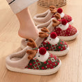 Custom Elk Santa Claus Slipper Ladies Winter Indoor Fuzzy Happy Slides Warm Furry Home House Cute Christmas Bedroom Slippers