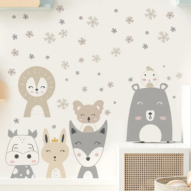 Custom Flower and 3d Animal Stickers for Kids Room