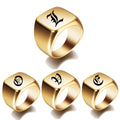 Wholesale Initial Female Jewelry Stainless Steel Flat Signet Rings for Men With Letter Engraved