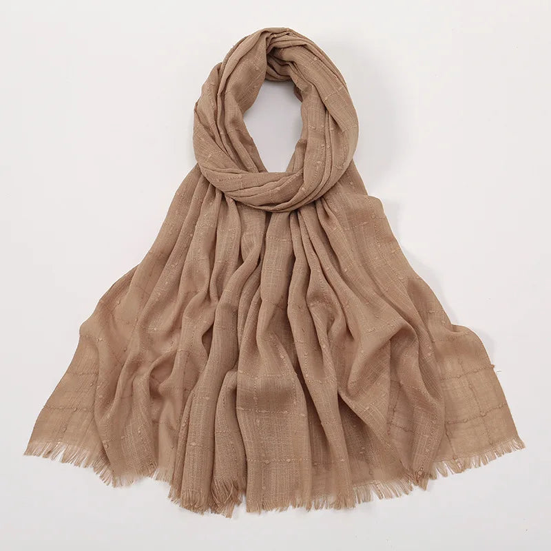 Stylish New Winter Scarf for Women Polyester Hijab Musulman Plaid Ethnic Scarves & Shawls for Muslims