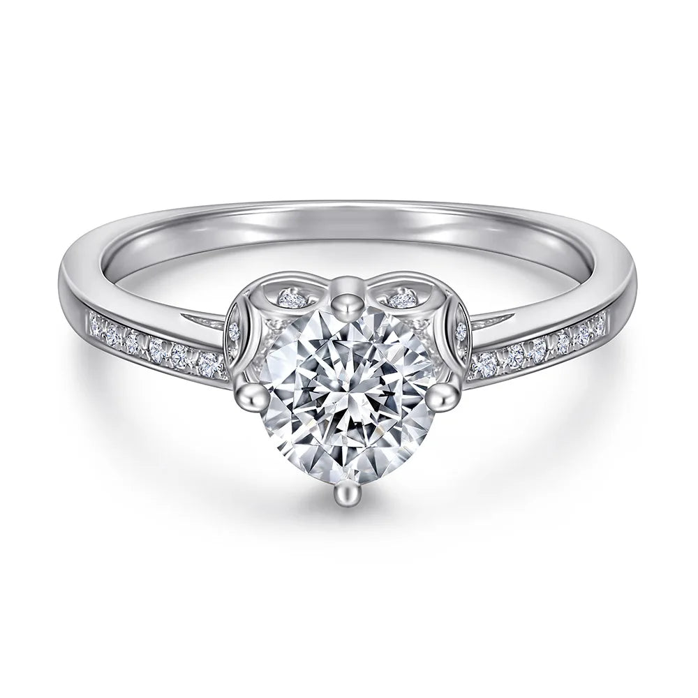 925 Sterling Silver Heart Shape Engagement Ring
