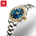 OLEVS 7003 Fashion Mechanical Women Watches Top Brand Luxury Diamond Design  Stainless Steel Band Automatic Female Watch