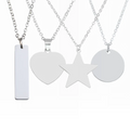 Engravable Jewelry Blanks Stainless Steel Engraved Necklace Rectangle Star Heart Round Silver Color Clavicle Chain Custom Gift