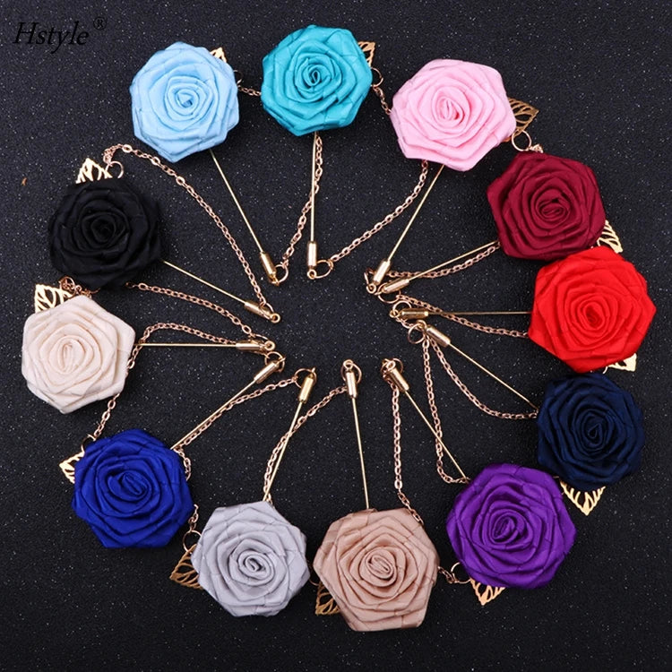 New Men's Suit Corsage Accessories Wedding Silk Flower Boutonnieres Marriage Corsage Wedding Boutonniere Brooch HS479