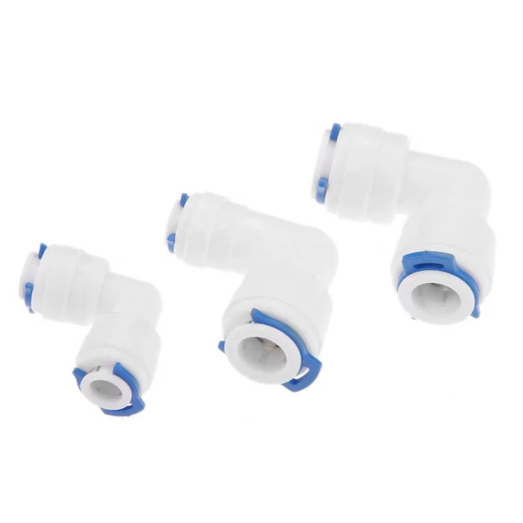 China Factory 1/4 Inch 3/8 Inch Plastic  L Shape RO  Water Filter Adapter Pipe Fittings Coupling